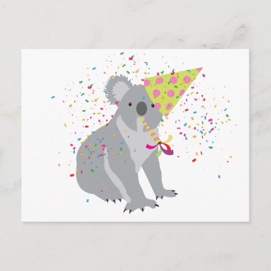 Koala Feest - Dieren die een Feestje Hebben Briefkaart (Voorkant)
