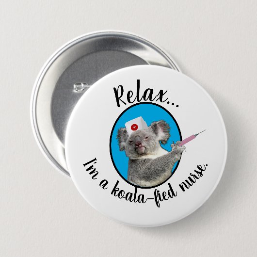 Koala-fied Nurse Ronde Button 7,6 Cm (Voorkant /achterkant)