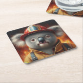 Koala Firefighter Kartonnen Onderzetters (Schuin)
