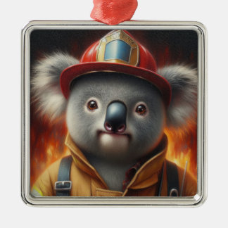 Koala Firefighter Metalen Ornament