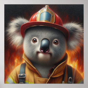 Koala Firefighter Poster