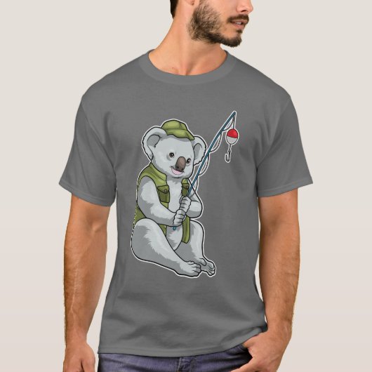 Koala Fisher Vissen rod Gevist T-shirt (Voorkant)