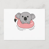 Koala Flamingo Swim Rings Summer Animals Briefkaart (Voorkant)