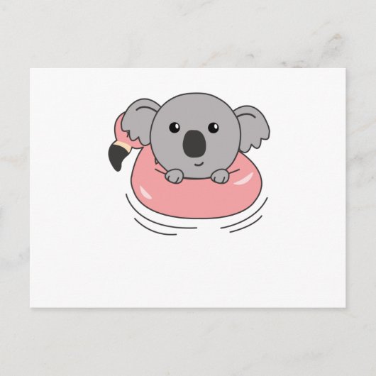 Koala Flamingo Swim Rings Summer Animals Briefkaart (Voorkant)