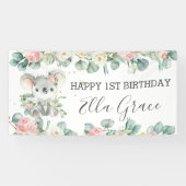 Koala Floral Eucalyptus Greenery Welkomstachtergro Spandoek (Horizontaal)