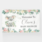 Koala Floral Eucalyptus Greenery Welkomstachtergro Spandoek (Horizontaal)