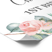 Koala Floral Greenery Baby shower Birthday Welkom Poster (Hoek)