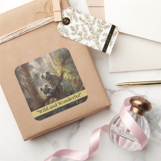 Koala Forest Dreams, op maat Vierkante Sticker (Geschenken)