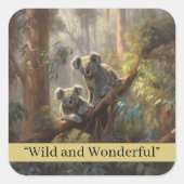 Koala Forest Dreams, op maat Vierkante Sticker (Voorkant)