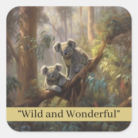 Koala Forest Dreams, op maat Vierkante Sticker (Voorkant)