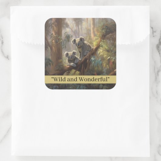 Koala Forest Dreams, op maat Vierkante Sticker (Tas)