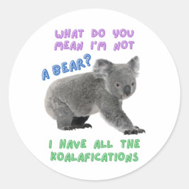 Koala, funny animal joke, animal pun ronde sticker