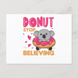 Koala Funny Animals in donut Roze Briefkaart