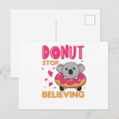 Koala Funny Animals in donut Roze Briefkaart (Voorkant / Achterkant)