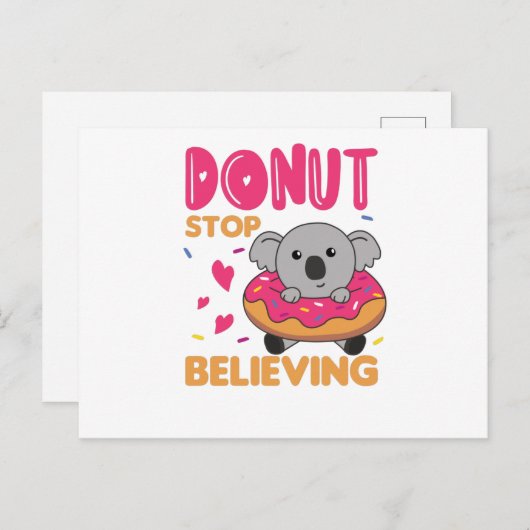 Koala Funny Animals in donut Roze Briefkaart (Voorkant / Achterkant)