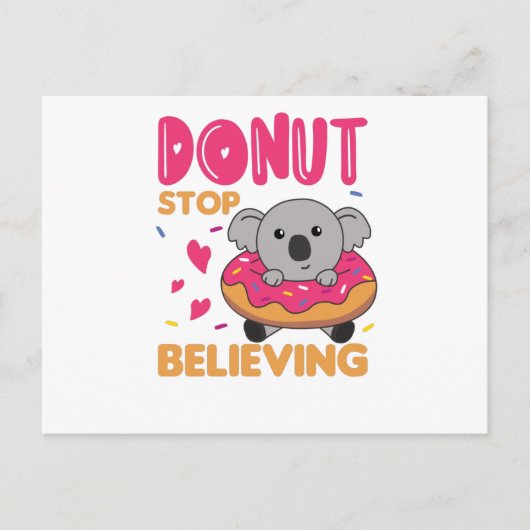 Koala Funny Animals in donut Roze Briefkaart (Voorkant)