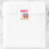 Koala Funny Animals in donut Roze Vierkante Sticker (Tas)