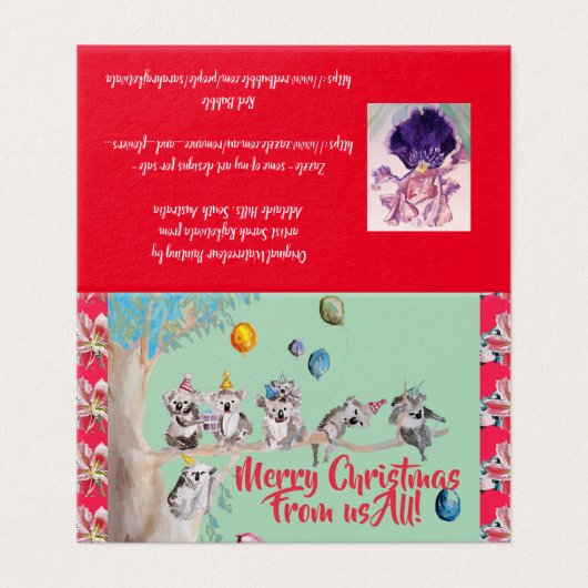 Koala Funny Merry Kerstmis van ons allemaal Kaart  (Buitenkant ongevouwen)