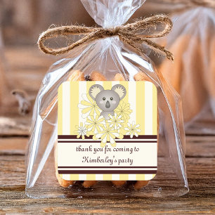 Koala Gele Baby Shower / Verjaardag Favor Vierkante Sticker