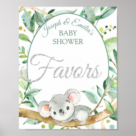 Koala Gender Neutral Baby shower Favors Poster (Voorkant)