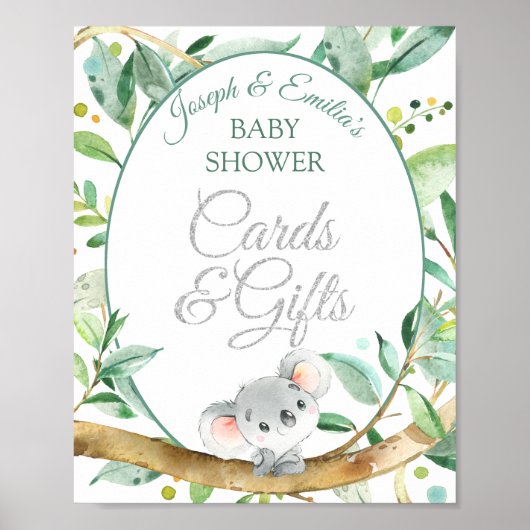 Koala Genderneutrale Baby shower Kaarten en cadeau Poster (Voorkant)