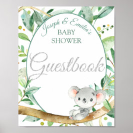 Koala Geslacht Neutrale Baby Shower Gastensign Poster