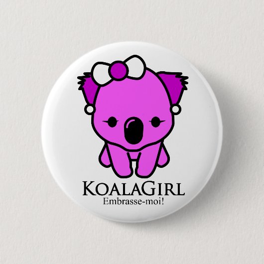 Koala Girl Ronde Button 5,7 Cm (Voorkant)