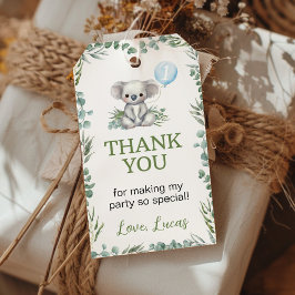 Koala Greenery Boy Party Bedankt voor de tag Cadeaulabel