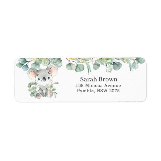 Koala Greenery Eucalyptus Return Address Label (Voorkant)