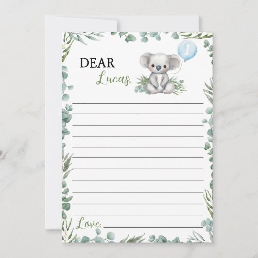 Koala Greenery Time Capsule Opmerking Bericht Kaar Bedankkaart (Voorkant)