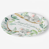 Koala Groen en Grijs Genderneutraal Baby shower Papieren Bordje (Gekanteld)