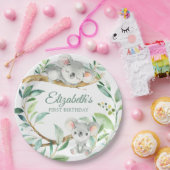 Koala Groen en Grijs Genderneutraal Baby Verjaarda Papieren Bordje (Feest)