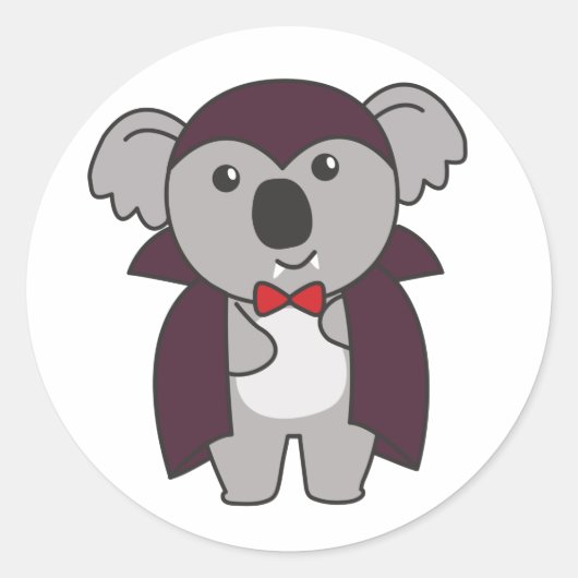 Koala Halloween Cute Devil Kinder Vampire Costume  Ronde Sticker (Voorkant)