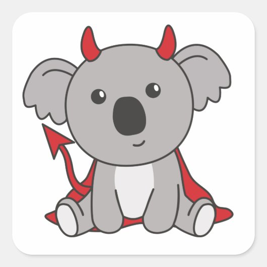 Koala Halloween Cute Devil Kinder Witches Costume Vierkante Sticker (Voorkant)