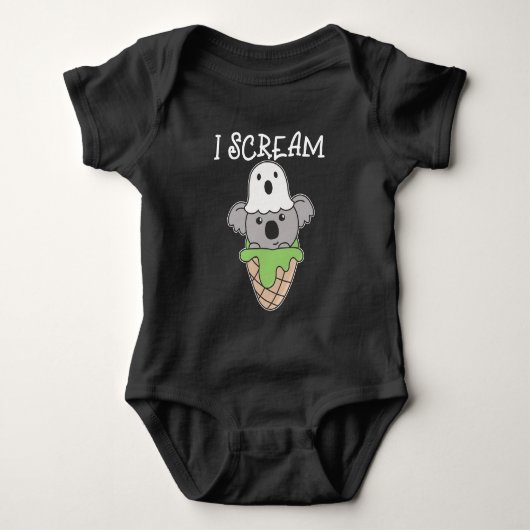Koala Halloween Ghost I Scream Ice Cream Pun Romper (Voorkant)