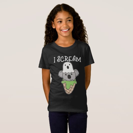 Koala Halloween Ghost I Scream Ice Cream Pun T-shirt (Voorkant volledig)