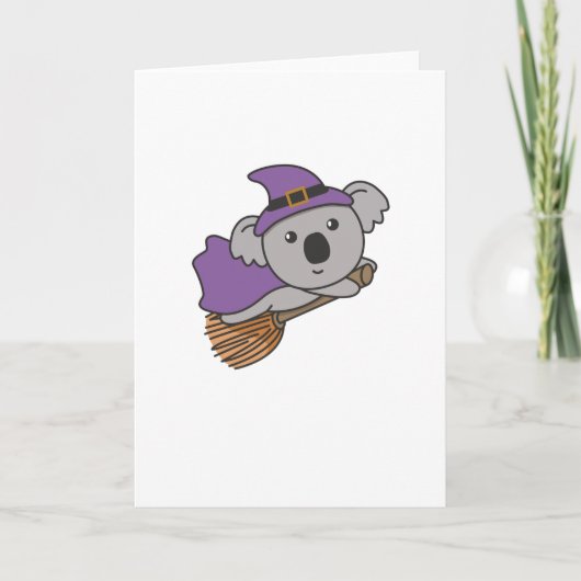 Koala Halloween Heksenkind heksen kostuum Feestdagen Kaart (Voorkant)