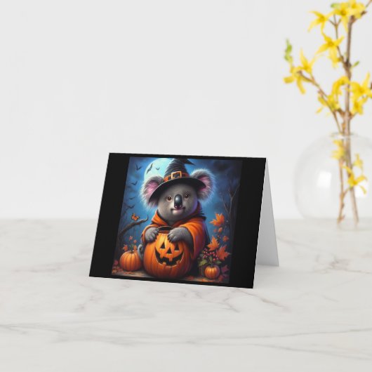 Koala Halloween kostuum Kaart (Gele Bloem)