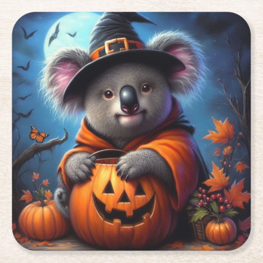 Koala Halloween kostuum Kartonnen Onderzetters (Voorkant)