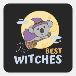 Koala Halloween Witch Kinder Witches Beste Witches Vierkante Sticker
