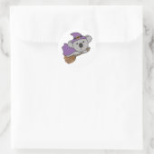 Koala Halloween Witch Kinderen Witch Costume Class Ronde Sticker (Tas)