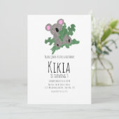 Koala Hand Drawn Animal Birthday Party - uitnodigi Kaart (Staand voorkant)