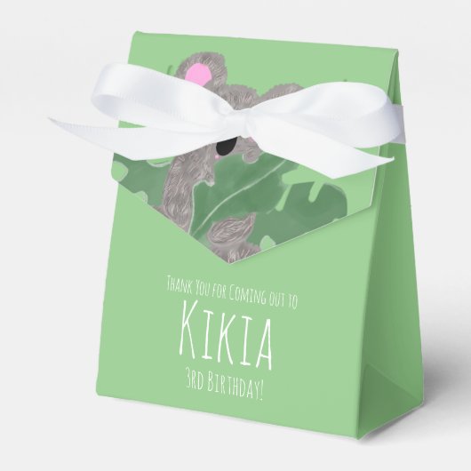 Koala Hand Drawn Animal Green Birthday Party Bedankdoosjes (Voorkant Zijde)
