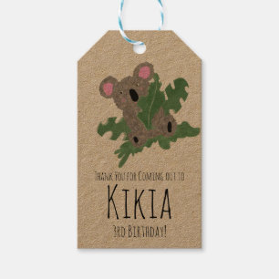 Koala Hand Drawn Animal Green Birthday Party Cadeaulabel