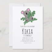 Koala Hand Drawn Animal Green Birthday Party Kaart (Voorkant)