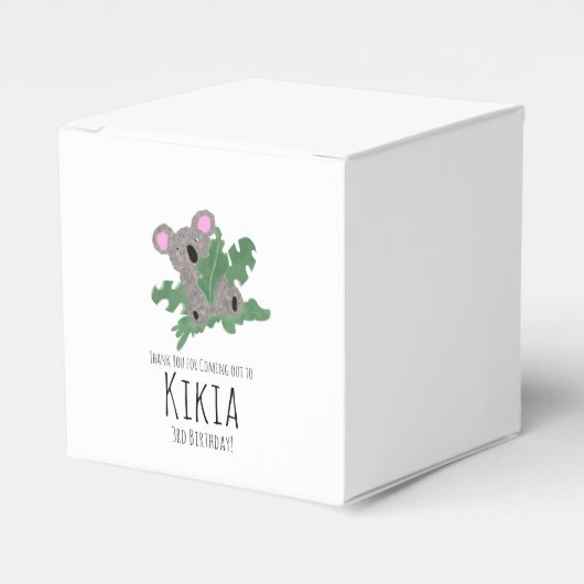 Koala Hand Getekend Dier Groen Verjaardagsfeest Bedankdoosjes (Voorkant Zijde)