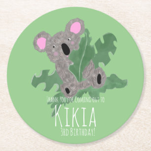Koala Hand Getekende Beer Verjaardagsfeestje Ronde Kartonnen Onderzetter