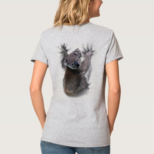 Koala Hang Op Rug Schattige Beer Australië Dier T-shirt (Achterkant)