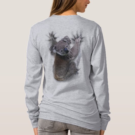 Koala Hang Op Rug Schattige Beer Australië Dier T-shirt (Achterkant)