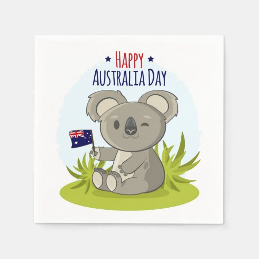 Koala Happy Australia Day | FEESTDAGEN Servet (Voorkant)